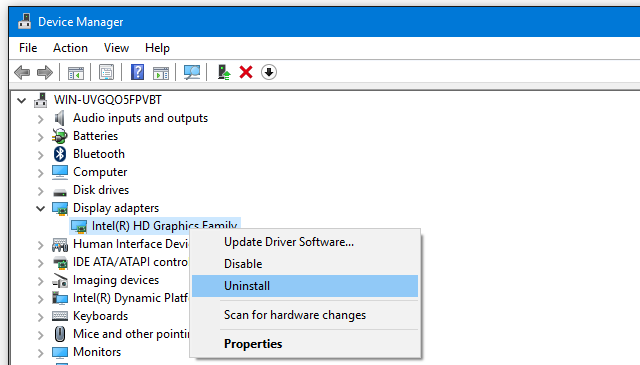 how to uninstall intel graphics driver updates