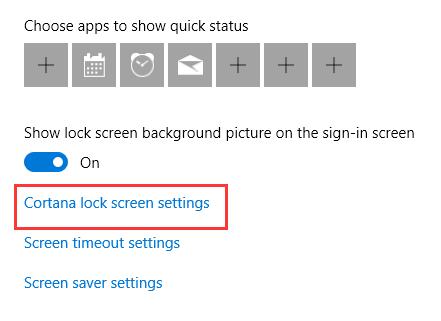 cortana windows 10 lock screen