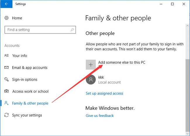 family and other add someone else to the pc