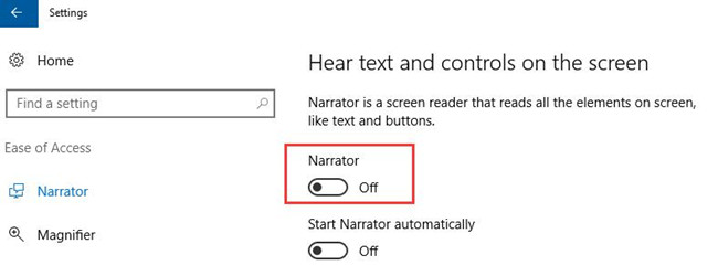 turn off narrator windows 10 shortcut