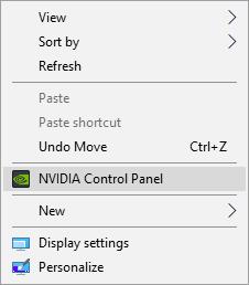 how to open the nvidia control panel windows 10