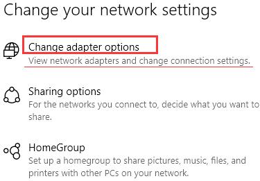 change adapter option