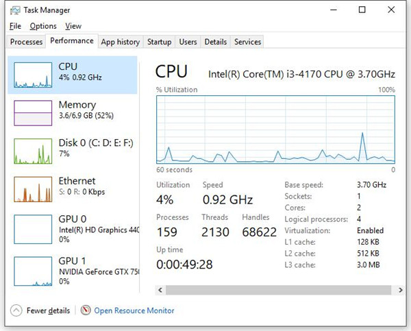 log cpu usage windows 10
