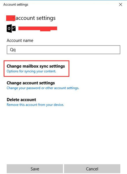 change mailbox sync settings