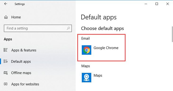 how to change email default on chrome