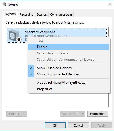 skype problem with playback device