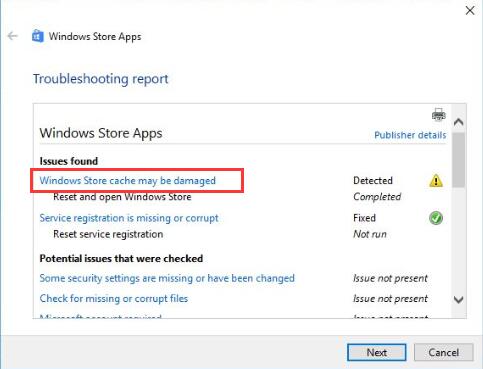Windows 10 Store Cache Damaged