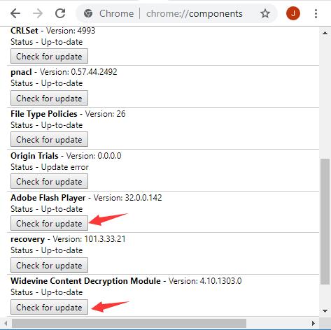 chrome components widevine update
