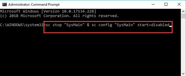 disable superfetch in command prompt