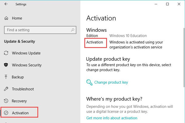 activate settings to go to windows