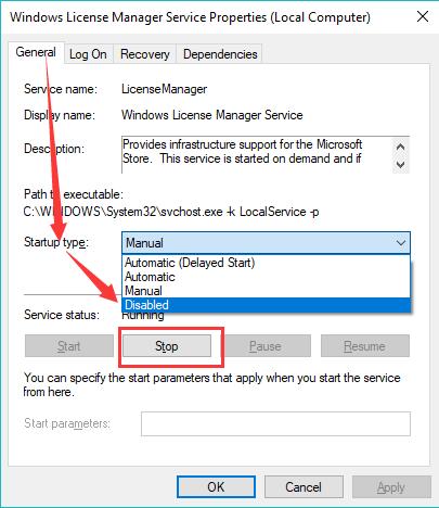 disable windows license manager service