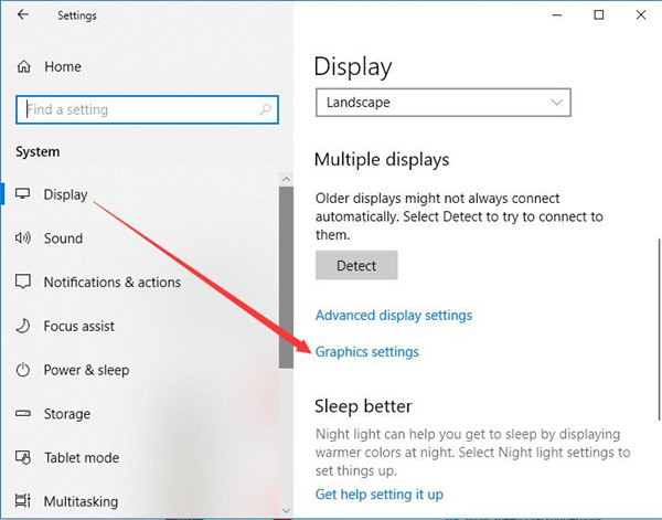 graphics settings under display