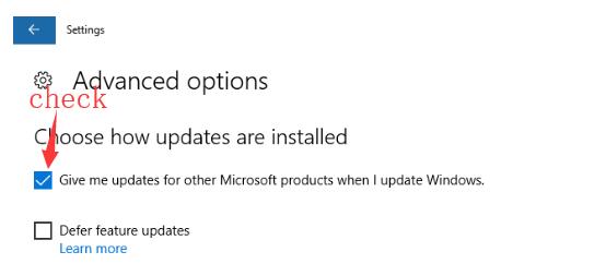 check the box of give me updates for other microsoft product when i update windows