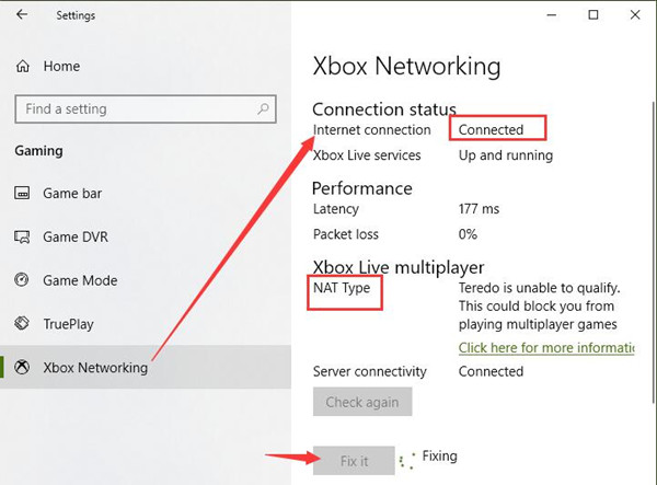 check xbox networking